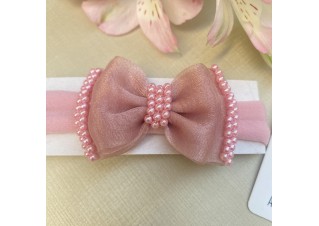 Faixa de Cabelo Laço Organza Rosé 