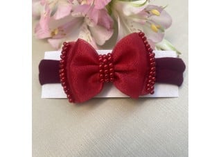Faixa de Cabelo Laço Organza Vermelho