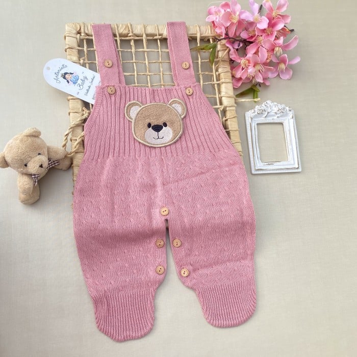 Jardineira Urso Rosé  