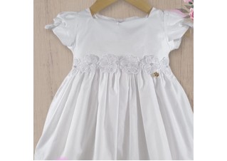 Vestido Batizado Cintura Flor