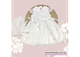 Vestido Batizado Renda Touca