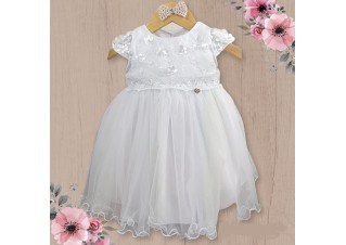 Vestido Batizado Tule Flores