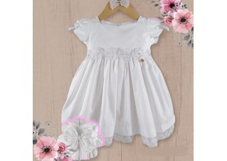 Vestido Batizado Cintura Flor