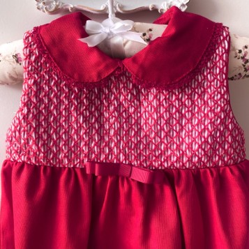 Jardineira Romper Luxo Casinha Vermelho 