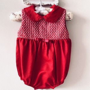 Jardineira Romper Luxo Casinha Vermelho 