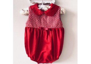 Jardineira Romper Luxo Casinha Vermelho 