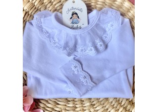 Body Renda Media Tule Flor Branco