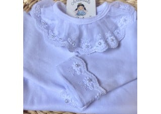 Body Renda Media Tule Flor Branco