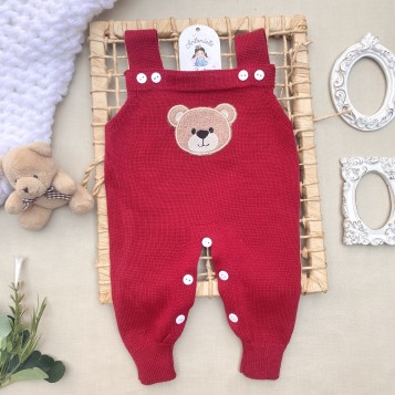 Saida de maternidade Conjunto Tricot Bebê Carinho Vermelho 