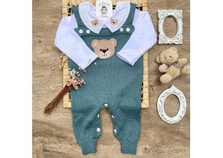 Saida de maternidade Conjunto Tricot Bebê Carinho Verde