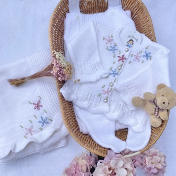 Saída de maternidade Florata Color Branca Pré venda