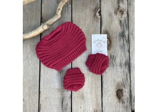 Kit touca e luva Magenta 